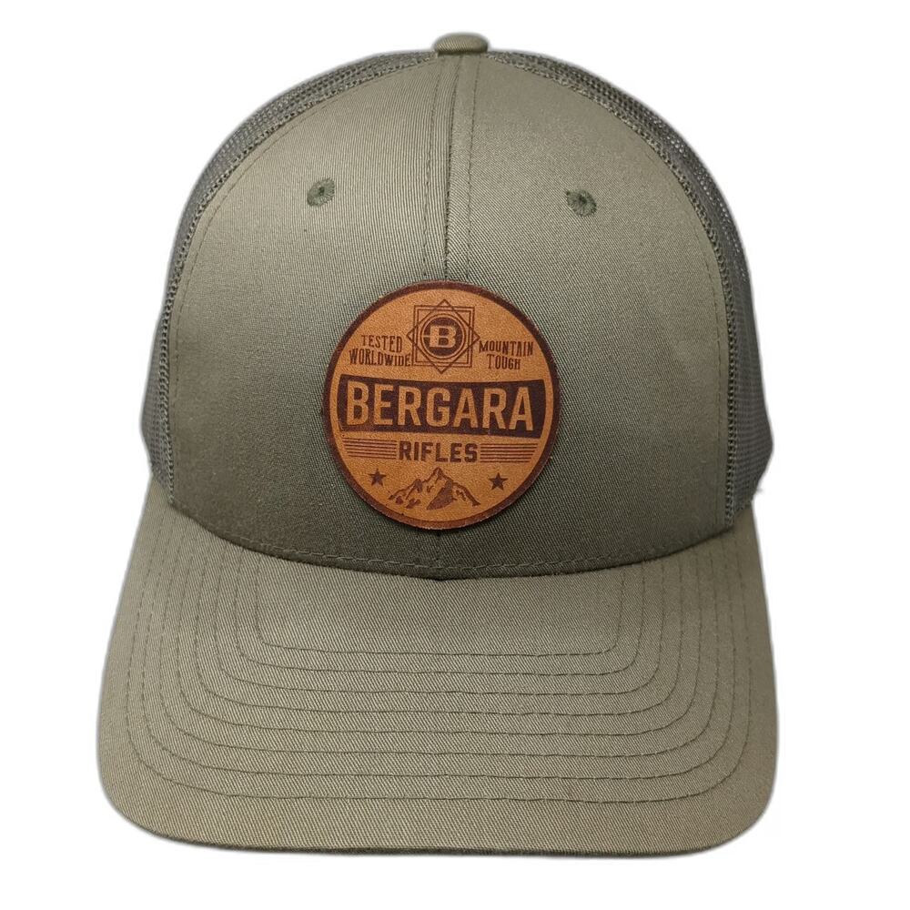 Richardson Trucker Hat Green L Bergara Rifles Leather Patch Mesh Snapback Tough